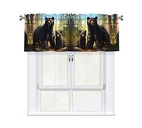 YYHWHJDE Tende corte con mantovana 137,2 x 45,7 cm, motivo famiglia di orsi neri per cucina, bagno, camera da letto, studio, si adattano alla maggior parte delle aste per tende standard o decorative