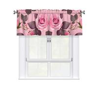 YYHWHJDE Tende corte con mantovana, 137,2 x 45,7 cm, motivo graziose rose rosa, per cucina, bagno, camera da letto, studio, si adattano alla maggior parte delle aste per tende standard o decorative