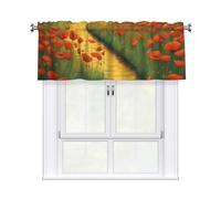 YYHWHJDE Tende corte con mantovana, 137,2 x 45,7 cm, motivo: papaveri, con stampa stradale in mattoni gialli, per cucina, bagno, camera da letto, studio, si adattano alla maggior parte delle aste per