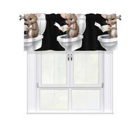 YYHWHJDE Tende corte con mantovana, 137,2 x 45,7 cm, motivo: topolino che legge sul WC, per cucina, bagno, camera da letto, studio, si adatta alla maggior parte delle aste per tende standard o