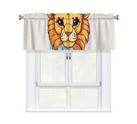 YYHWHJDE Tende corte con mantovana, 137,2 x 45,7 cm, stampa con leone carino, per cucina, bagno, lavanderia, studio, si adattano alla maggior parte delle aste per tende standard o decorative