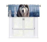 YYHWHJDE Tende corte con mantovana 137,2 x 45,7 cm, stampa husky siberiano per cucina, bagno, lavanderia, studio, si adattano alla maggior parte delle aste per tende standard o decorative