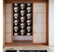 YYHWHJDE Tende in tessuto con rose in un vaso a teschio, due pezzi, 86,4 x 142,2 cm, divisori, in tessuto, liscia e non si stropiccia facilmente