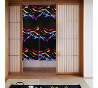 YYHWHJDE Tende in tessuto con stampa a nastri colorati in due pezzi, 86,4 x 142,2 cm, divisori per stanze da appendere tra le stanze, alle porte
