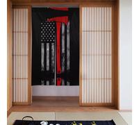 YYHWHJDE Tende in tessuto con stampa di ascia da pompiere, linea rossa, due pezzi, 86,4 x 142,2 cm, divisori per stanze da appendere tra le stanze, alle porte