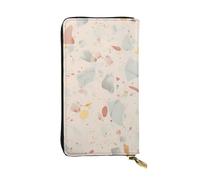 YYHWHJDE Terrazzo Marble Pastel Printed Quality Leather Long Clutch Wallet progettato per ragazze e donne alla moda elegante 19 x 10,5 cm, Nero , Taglia unica