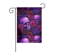 YYHWHJDE Teschi viola e rose Immagine Giardino pennone esterno cortile decorazione su entrambi i lati 30,5 x 45,7 cm