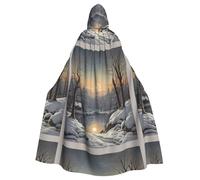 YYHWHJDE The bitter cold winter Picture Halloween Adult Hooded Cloak per giochi di ruolo, costumi e feste a tema