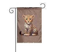YYHWHJDE The civettish little leopard Pattern Garden flagpole outdoor courtyard decoration double face 30,5 x 45,7 cm
