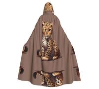 YYHWHJDE The Coquettish Little Leopard Pattern Halloween adulto mantello con cappuccio senza cerniera, comodo per feste in costume