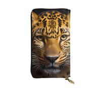 YYHWHJDE The deep-Eyed Leopard Printed Quality Leather Long Clutch Wallet progettato per ragazze e donne alla moda elegante 19 x 10,5 cm, Nero , Taglia unica
