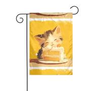 YYHWHJDE The drooling little avido gatto Immagine Giardino pennone esterno cortile decorazione su entrambi i lati 30,5 x 45,7 cm