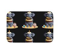 YYHWHJDE The Elephant has a Enorme Cake Picture Crystal Velvet Lock Edge Tappetino per pavimento per camera da letto, salotto, dormitorio decorazione per la casa