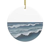 YYHWHJDE The endless sea Prints, ciondolo rotondo in ceramica da appendere a forma di albero di Natale, 7,4 cm, dotato di resistente cavo in filo dorato