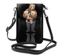YYHWHJDE The Friendly Bear Family Picture - Telefono cellulare da donna con prepuzio in pelle, a tracolla, piccola tracolla regolabile