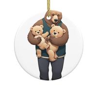 YYHWHJDE The friendly bear family Prints Christmas Tree Ceramic Hanging Round Pendant - 7,4 cm squisito e durevole