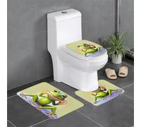 YYHWHJDE The Funny Frog Doing Yoga stampato tre pezzi set di tappetini da bagno tappetini bagno doccia tappetini antiscivolo asciugatura rapida