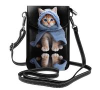 YYHWHJDE The Gentle Little Orange Cat Picture - Telefono cellulare da donna con prepuzio in pelle, a tracolla, piccola tracolla regolabile