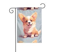 YYHWHJDE The Glittering Little Corgi Prints, asta per bandiera da giardino, decorazione per cortile esterno, alla moda, 30,5 x 45,7 cm