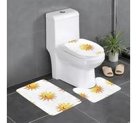 YYHWHJDE The Kindly Smiling Sun Picture Set di tre pezzi di tappetini da bagno tappetini da bagno tappetini da doccia antiscivolo ad asciugatura rapida