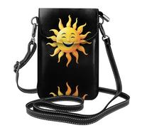 YYHWHJDE The kindly smiling sun Picture - Telefono cellulare da donna con prepuzio in pelle, a tracolla, piccola tracolla regolabile