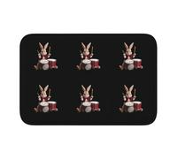 YYHWHJDE The Little Rabbit che suona la batteria con immagine di cristallo in velluto con bordo bloccato, tappeto per camera da letto, salotto, dormitorio, decorazione per la casa