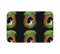 YYHWHJDE The Little White Rabbit in the Tree Hole Picture Crystal Velvet Lock Edge Tappetino per pavimento per camera da letto, salotto, dormitorio, decorazione per la casa