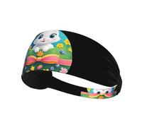 YYHWHJDE The Little White Rabbit on the Easter Egg Picture Sports Fascia per le donne a prova di sudore fascia elastica estiva