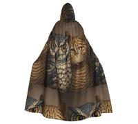 YYHWHJDE The Owl and the Cat Picture Adult Halloween giacca con cappuccio mantello lungo partito mantello adatto per uomini e donne