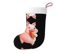 Yyhwhjde The Piglet Happily Nibbles A Carrot Picture Calze decorative natalizie per riempire piccoli regali come caramelle e piccoli giocattoli