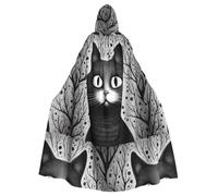 YYHWHJDE The Serious Cat Picture - Mantello con cappuccio per adulti, per Halloween, lungo, adatto per uomini e donne