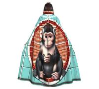 YYHWHJDE The Silent Monkey - Mantello con cappuccio per Halloween, per feste ed eventi in costume