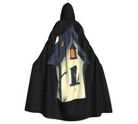 YYHWHJDE The spaventoso Crow House Stampe Halloween Adulto Mantello con Cappuccio per Feste e Costumi