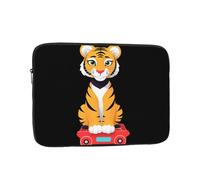 YYHWHJDE Tiger Doll on a cart Picture Custodia portatile antiurto per laptop da 12 pollici per uomini e donne viaggi d'affari, scuola e ufficio uso quotidiano