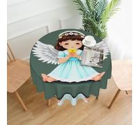 YYHWHJDE Tovaglia decorativa rotonda da 152,4 cm, con grazioso motivo con angioletti, per interni ed esterni, su tavoli rotondi come tavolini da caffè, tavoli da pranzo e tavoli da fattoria