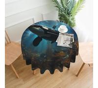 YYHWHJDE Tovaglia decorativa rotonda da 152,4 cm, con immagine di orche assassine, impermeabile, lavabile e riutilizzabile per cene, caffè, picnic, matrimoni, feste