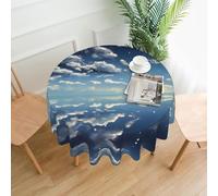 YYHWHJDE Tovaglia decorativa rotonda da 152,4 cm, motivo cielo blu e nuvole bianche, per interni ed esterni, su tavoli rotondi come tavolini, tavoli da pranzo e tavoli da fattoria