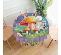 YYHWHJDE Tovaglia decorativa rotonda da 152,4 cm, motivo fantasy, con immagine di funghi, impermeabile, lavabile e riutilizzabile per cene, caffè, picnic, matrimoni, feste