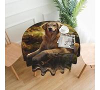 YYHWHJDE Tovaglia decorativa rotonda da 152,4 cm, motivo golden retriever, per interni ed esterni, su tavoli rotondi come tavolini da caffè, tavoli da pranzo e tavoli da fattoria