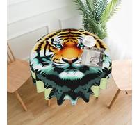 YYHWHJDE Tovaglia decorativa rotonda da 152,4 cm, motivo testa di tigre grassa, per interni ed esterni, su tavoli rotondi come tavolini da caffè, tavoli da pranzo e tavoli da fattoria