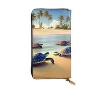 YYHWHJDE Turtles on The Beach - Portafoglio lungo in pelle di qualità, progettato per ragazze e donne alla moda, elegante, 19 x 10,5 cm, Nero , Taglia unica