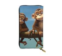 YYHWHJDE Two Monkeys Picture Portafoglio lungo in pelle progettato per ragazze e donne alla moda elegante e personalizzato 19 x 10,5 cm, nero, taglia unica, Nero , Taglia unica
