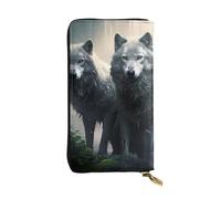 YYHWHJDE Two Wolves - Portafoglio lungo in pelle di qualità, progettato per ragazze e donne alla moda, elegante, 19 x 10,5 cm, Nero , Taglia unica