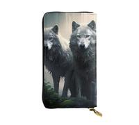 YYHWHJDE Two Wolves - Portafoglio lungo in pelle stampata di qualità, progettato per ragazze e donne alla moda, elegante, 19 x 10,5 cm, Nero , Taglia unica