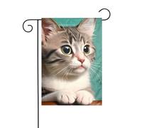 YYHWHJDE Un gatto curioso modello giardino pennone esterno cortile decorazione moda 30,5 x 45,7 cm