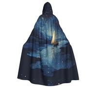 YYHWHJDE Una nave nel Mare Stellato Immagine Adulto Halloween giacca con cappuccio mantello lungo partito mantello adatto per uomini e donne