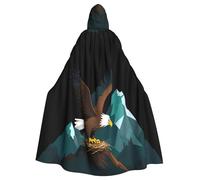 YYHWHJDE Un'aquila vola nel suo nido di montagna stampe Halloween adulto mantello con cappuccio abbigliamento uomo e donna mantello gioco di ruolo
