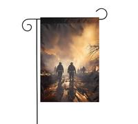 YYHWHJDE Vigili del fuoco che combattono gli incendi immagine quattro stagioni bandiera giardino decorazione cortile 30,5 x 45,7 cm