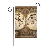 YYHWHJDE Vintage vecchio mondo mappa modello giardino pennone esterno cortile decorazione moda 30,5 x 45,7 cm