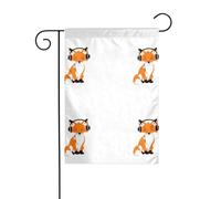 YYHWHJDE Volpe rossa che ascolta la musica Modello Asta da giardino decorazione cortile esterno moda 30,5 x 45,7 cm
